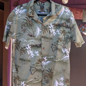 Green men's palmwave hawaiian shirt